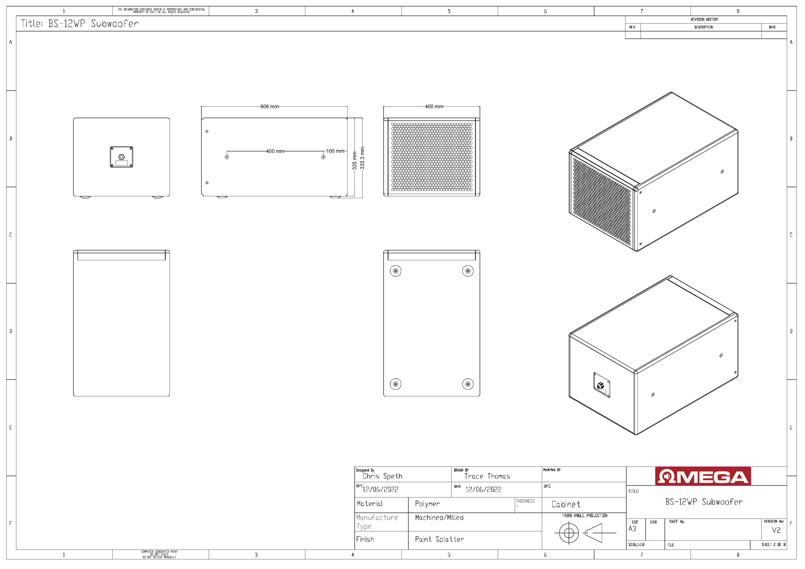 BS-12WP Cabinet Drawing