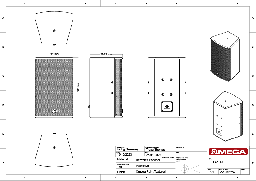 Portable-28T Drawing of speaker cabinet