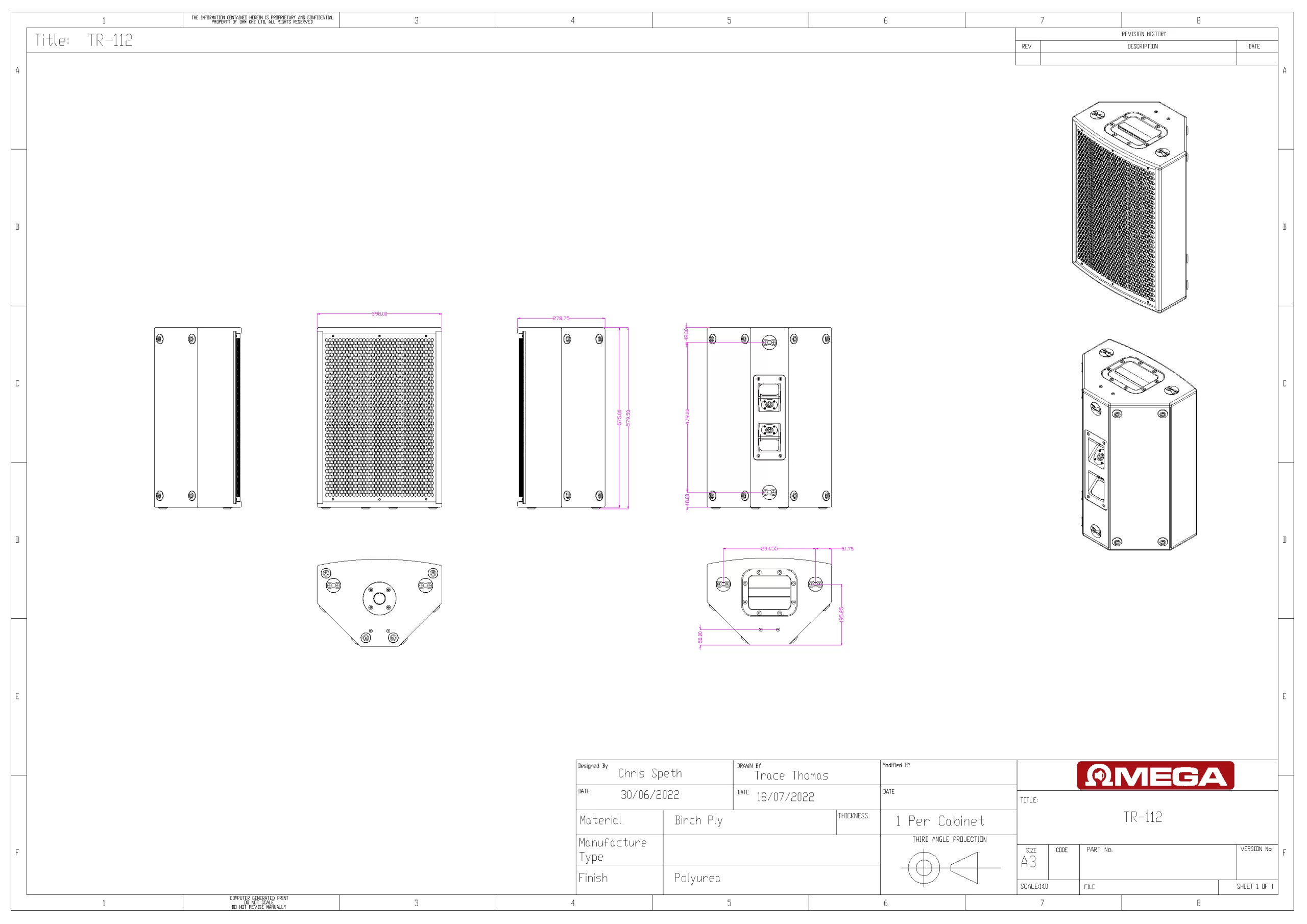 Omega TR-112 Cabinet drawing